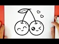 How to draw a KAWAII CHERRY