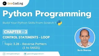 3 28 - Number Pattern Program Reverse Order Python Programming