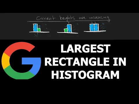 LARGEST RECTANGLE IN HISTOGRAM - Leetcode 84 - Python - YouTube thumbnail