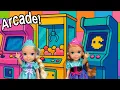 Download Lagu Arcade games ! Elsa \u0026 Anna toddlers - prizes - claw machine \u0026 Pac-Man - Barbie dolls - fun