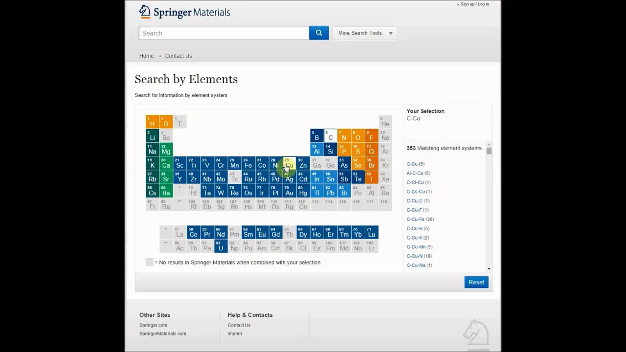 銅触媒の炭素溶解度を調べる SpringerMaterials 検索事例3.1