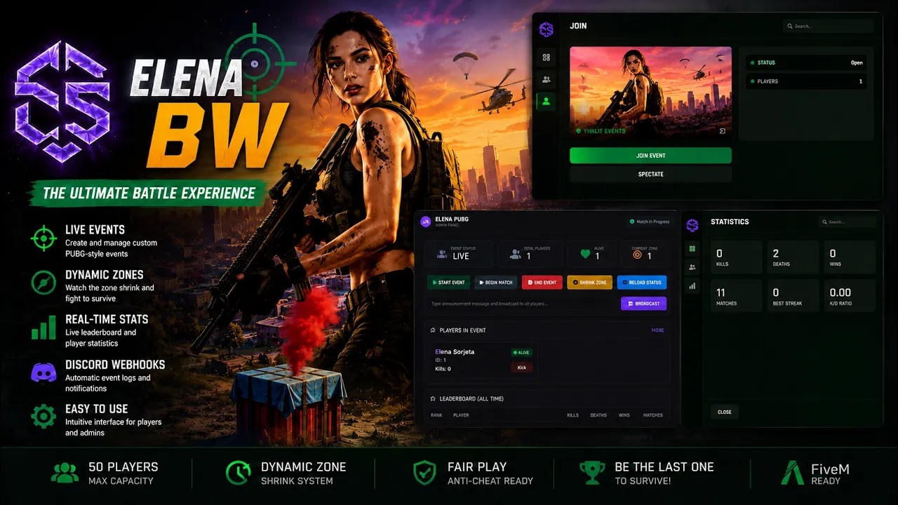 [ESX/QBCore/QBX] Elena BW - Advanced Battle Royale System | Web Admin Panel PRO