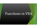 Functions in VBA