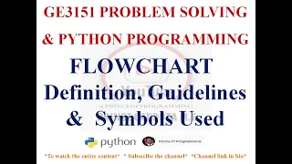 FLOWCHARTS DEFINITION AND GUIDELINES GE3151 PROBLEM SOLVING AND PYTHON PROGRAMMING NOTES