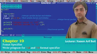 ICS Part 2 Chapter 10 Topic Format Specifier I d f I Practical Use Integer float Format Specifier