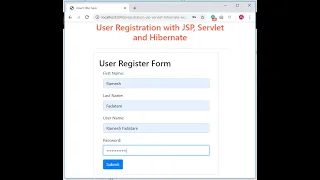 JSP Servlet Hibernate Database Web Application Registration Module Java Guides