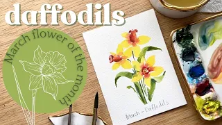 Watercolor Daffodils - March birth month flower