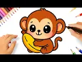 HOW TO DRAW A CUTE KAWAII MONKEY EASY