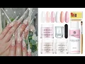 Milky White Glitter Glass Heart Bling Acrylic Nails Using New Saviland Acrylic Powder Kit