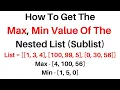 Python Get the Max and Min Values From a Nested List