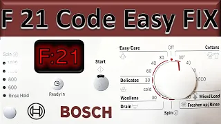 Washing Machine F 21 Code Bosch Neff Whirlpool EASY FIX