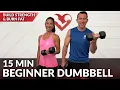 15 Min Beginner Workout at Home with Dumbbells - Full Body Dumbbell Workout for Women Men Over 50