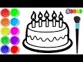 How to draw Birt ay Cake for kids - Birt ay Cake Coloring Book