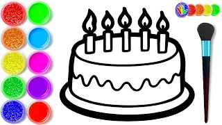 How to draw Birt ay Cake for kids - Birt ay Cake Coloring Book
